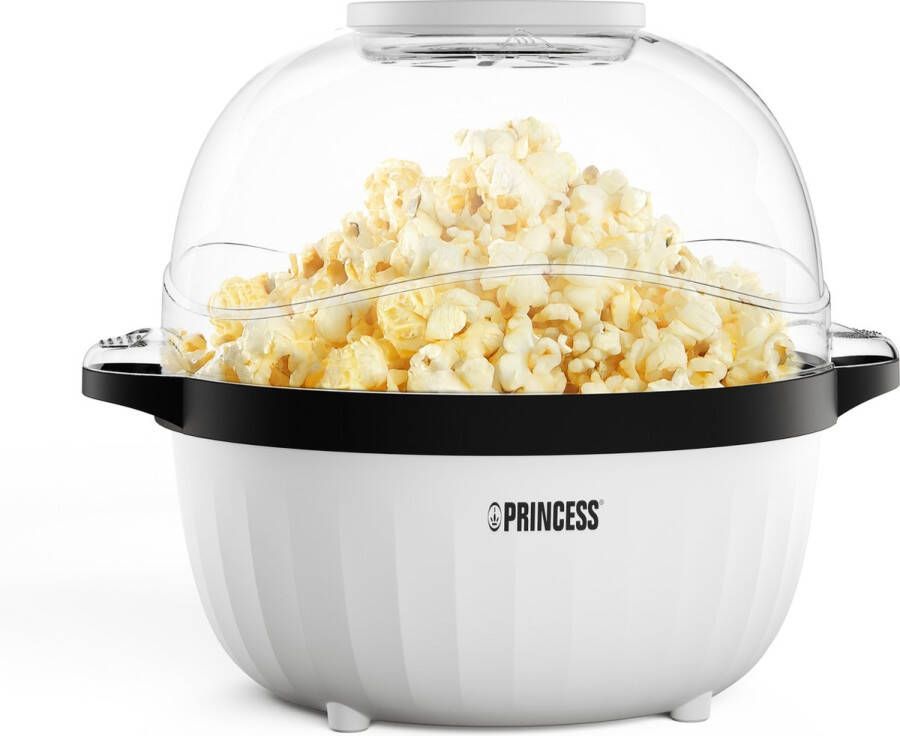 Princess 292980 Popcornmaker Popcornmachine 450w Transparant deksel Serveerschaal Rond Knapperige en gezonde popcorn met maatbeker met smeltplaat voor boter olie toevoegen mogelijk Kinderfeestje - Foto 2