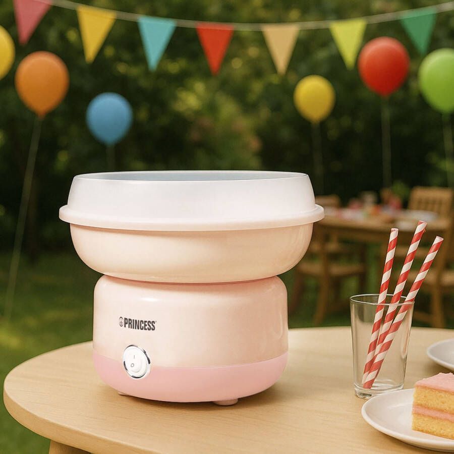 Princess 292990 Suikerspinmaker Suikerspinmachine 500 W Met 10 stokjes en maatlepel Kinderfeestje party Roze BPA vrij Cotton Candy Pink