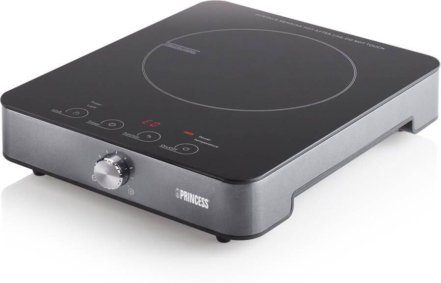 Princess 303010 Inductie Kookplaat – Vrijstaande inductieplaat Digitaal LED-display – 1800 Watt – Zwart Elektrische kookplaat