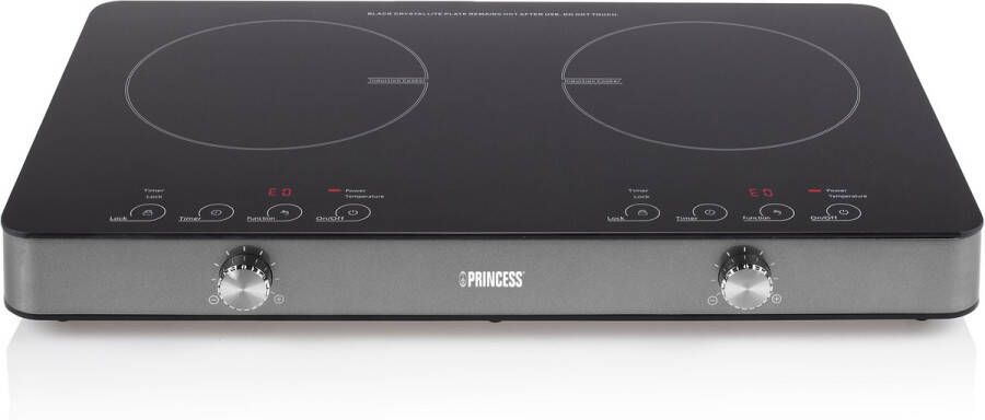 Princess 303011 Dubbele Inductie Kookplaat – Vrijstaand Digitaal LED-display – 3100 Watt – Zwart