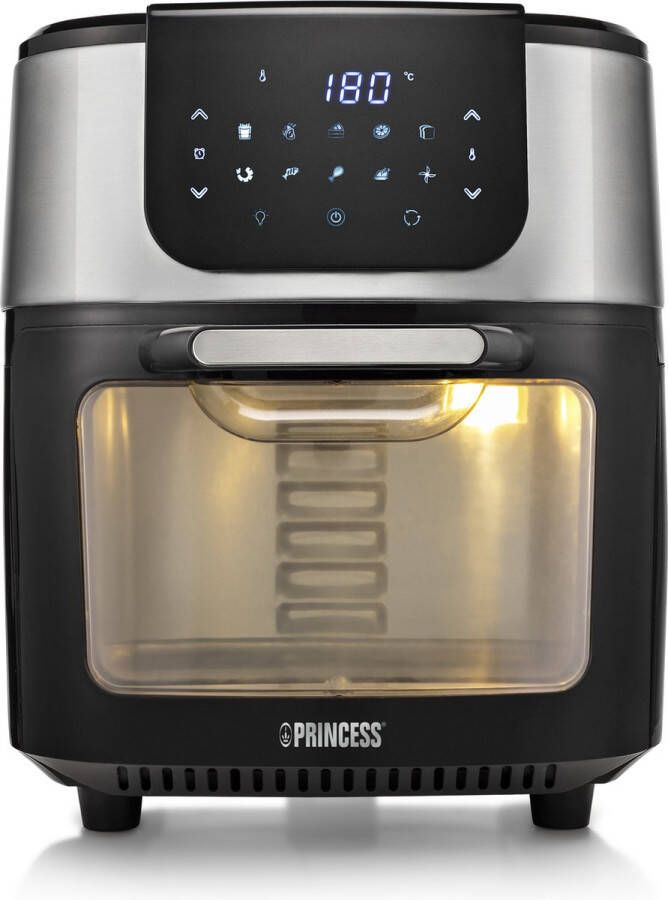 Princess Airfryer Oven DeLuxe 182075 Heteluchtfriteuse Extra groot 11 liter PFAS vrij 10 automatische programma's RVS Zwart