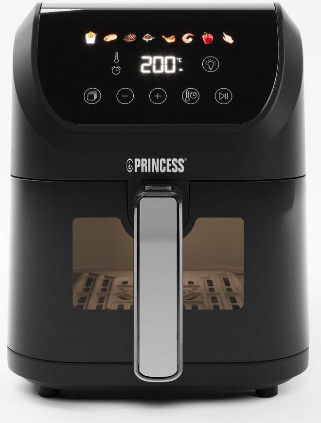 Princess Airfryer XL 182240 5.5L Compacte Digitale Heteluchtfriteuse PFAS vrij Transparant Kijkvenster Touchscreen en 8 Programma's Slank Ontwerp en Vetvrij Koken 1500W Inclusief Grillrek Zwart - Foto 2
