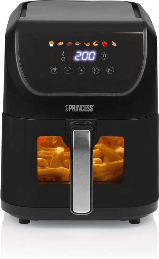 Princess Airfryer XL 182240 5.5L Compacte Digitale Heteluchtfriteuse PFAS vrij Transparant Kijkvenster Touchscreen en 8 Programma's Slank Ontwerp en Vetvrij Koken 1500W Inclusief Grillrek Zwart - Foto 3