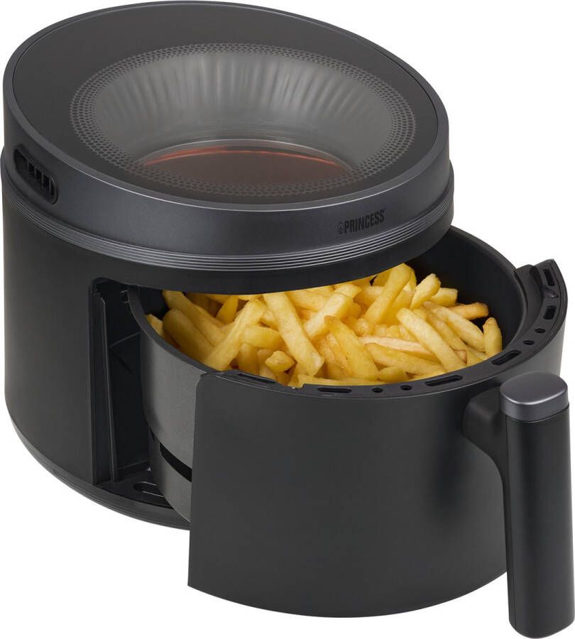 Princess Airfryer XL Cyclonic Vision 5L Heteluchtfriteuse Skylight Kijkvenster en Digitaal Display 8 Programma's en 1500W Inclusief Grillrek en Shake Reminder 182270