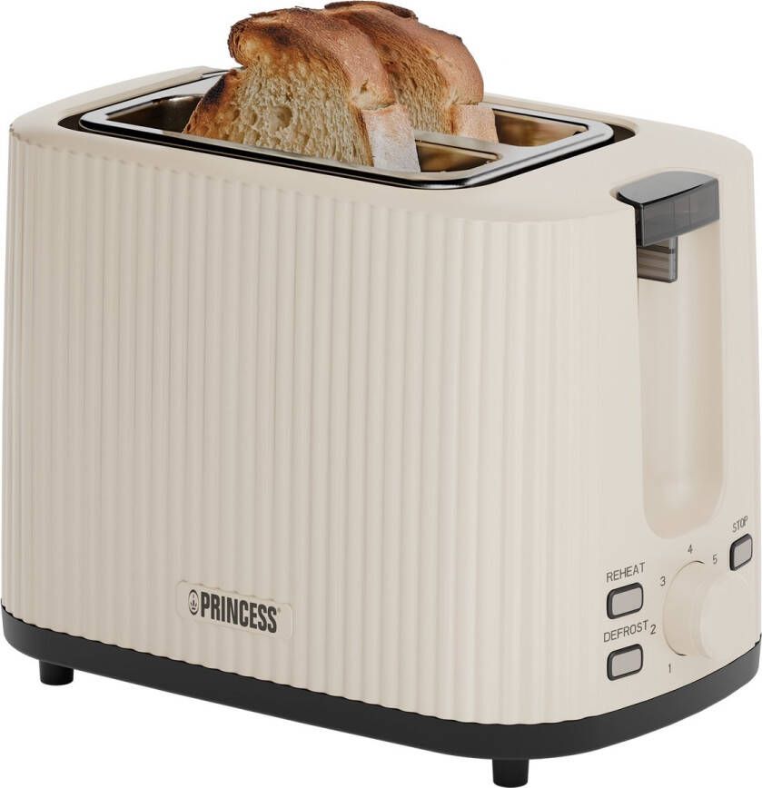 Princess Broodrooster Wave 142337 Moederdag cadeautje Beige Retro Compact 7 Instelbare standen 930 Watt