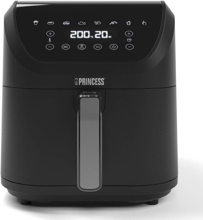 Princess Digitale Airfryer XXL 182256 SlimFry Airfryer Slank ontwerp 8 liter PFAS vrij Heteluchtfriteuse Digital Touchscreen 8 Automatische Programma's 2000W Zwart Ideaal voor kleinere keukens of beperkte aanrechtruimte