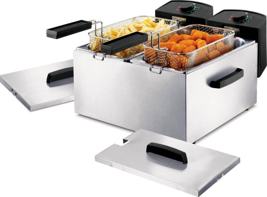 Princess Dubbele Frituurpan 183123 – Inhoud 2 x 3 liter – Koude Zone 3600W 2x regelbare thermostaat RVS - Foto 2