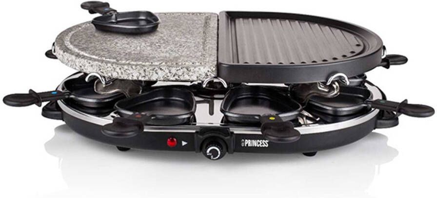 Princess Gourmetstel 162710 Raclette Oval Steengrill Party – Bakplaat en Steengrill – 8 personen 2 meter snoer Regelbare thermostaat 1200W 8 pannetjes - Foto 2
