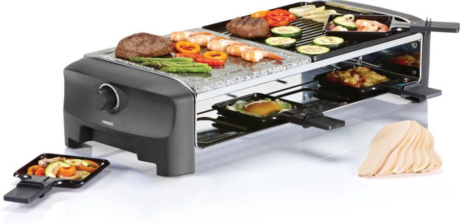 Princess Gourmetstel 162820 Grill & Bakplaat – Omkeerbare plaat en Steengrill 8 personen 42 x 21 cm 2 meter snoer Regelbare thermostaat 1400W 8 pannetjes - Foto 2
