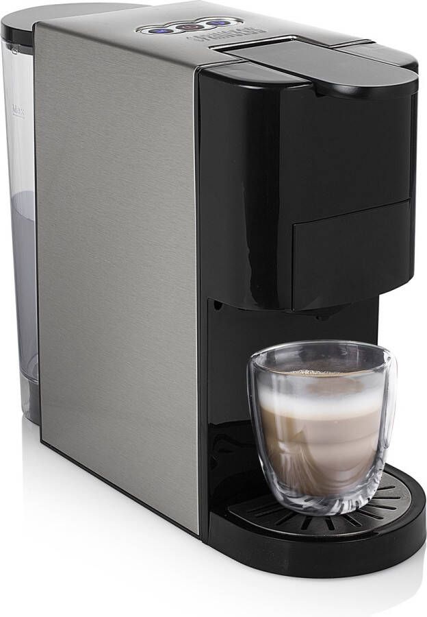 Princess 249451 Multi Capsule Koffiemachine 5 in 1 Geschikt voor Nespresso Dolce Gusto Capsules Zwart Zilver