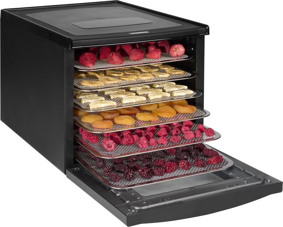 Princess 112398 Voedseldroger Droogoven Dehydrator 6 RVS drooglades 35C tot 75C LED display BPA-vrij Zwart Warmhoudfunctie Timer Geschikt voor Fruit Groente Kruiden en Vis - Foto 2