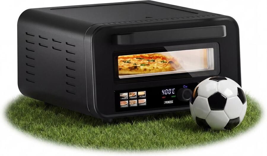 Princess 112780 Pizza Oven Pro Max Tot 400°C 2100W 15 Liter Elektrische Pizzaoven 30cm Tafelmodel Inclusief Natuurstenen Pizzasteen- Digitale bediening Binnen & Buitengebruik Zwart WK - Foto 2
