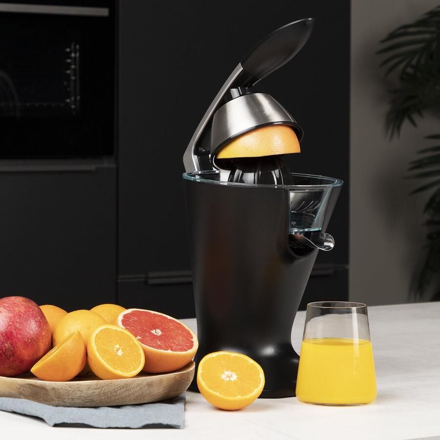Princess 201857 Citruspers – Elektrische citruspers Juicer Zwart 300 Watt RVS Pulpfilter
