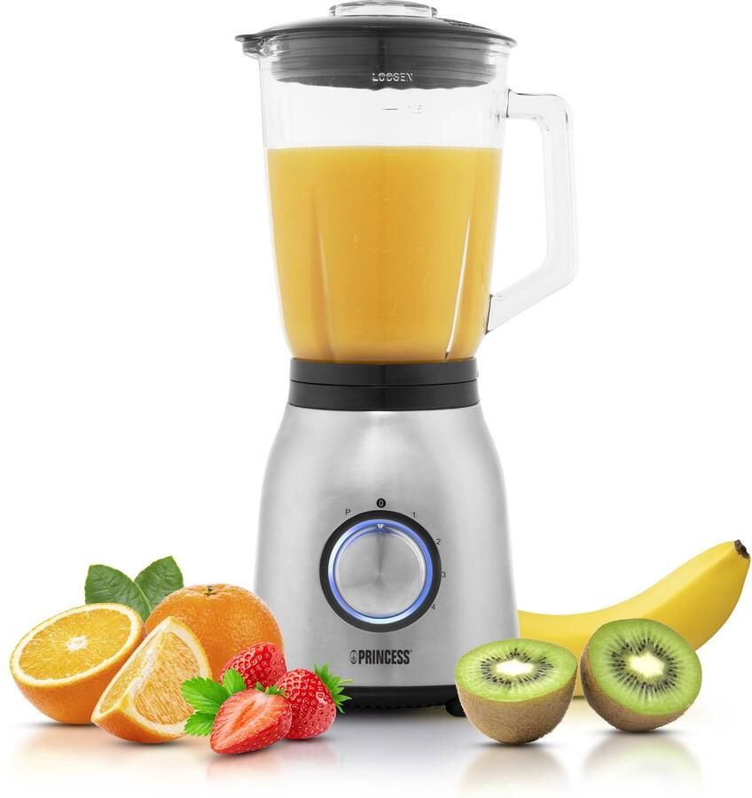 Princess 212091 Blender RVS 1000 – 4 Snelheidheden – Krachtig 1000W 1 5 L Glaskan Ice Crush Vaatwasmachine bestendig