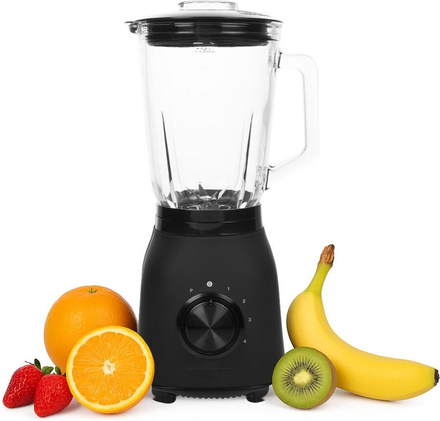 Princess 212092 Black Steel Blender 1000 – Moederdag cadeautje 4 Snelheden – Krachtig 1000W 1.5 L Glaskan