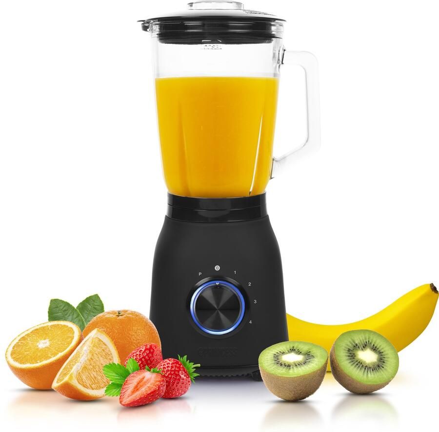 Princess 212092 Black Steel Blender 1000 – Moederdag cadeautje 4 Snelheden – Krachtig 1000W 1.5 L Glaskan