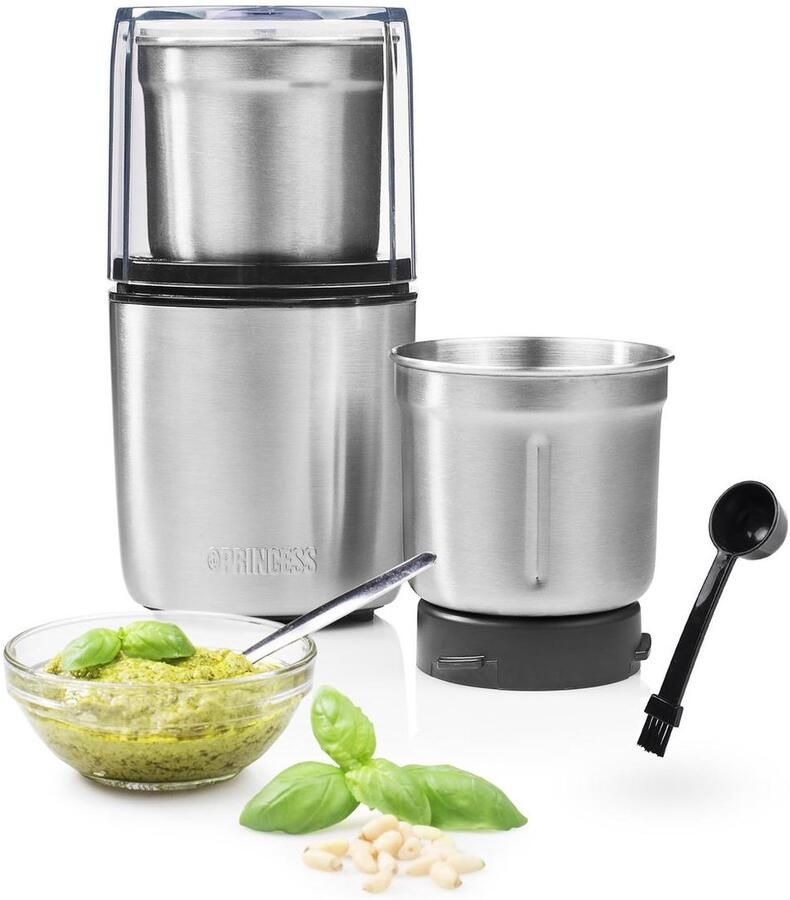 Princess 221040 Multi Hakmolen – Food chopper Roestvrij Staal 300ml 200W 2 afneembare bekers met 2 messensets nat en droog gebruik - Foto 2