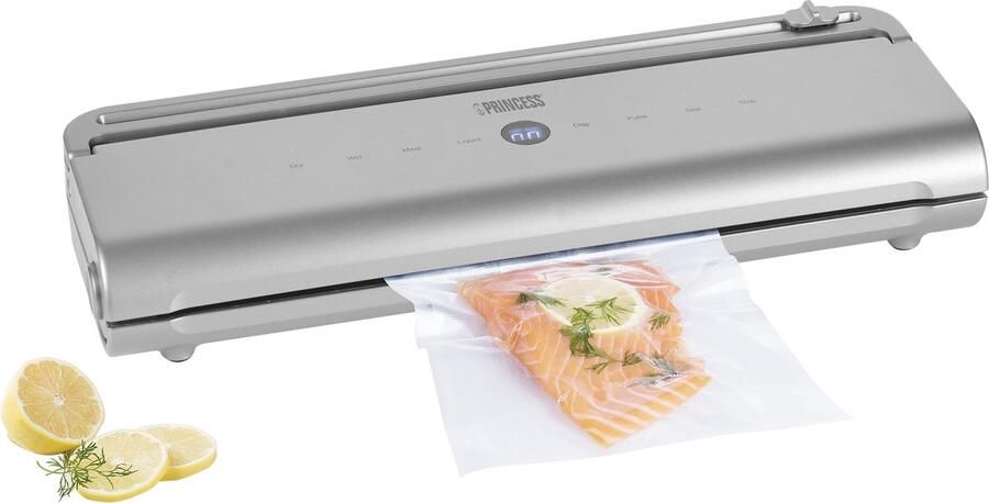 Princess 7-in-1 Vacumeermachine 492971 Vacuümsealer Nat en droog gebruik Tot 30cm zakbreedte Ingebouwde snijder 8 standen 70 kPa Incl. 10 Vacuumzakken