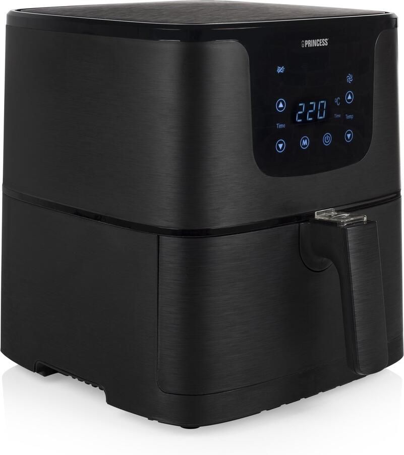 Princess Airfryer 5 2 Liter Heteluchtfriteuse 1700W Digitaal Touchscreen Display 7 Automatische Bakprogramma's Instelbare Temperatuur 80-200°C Timer Olievrij Frituren Vaatwasserbestendige Mand Zwart 183014