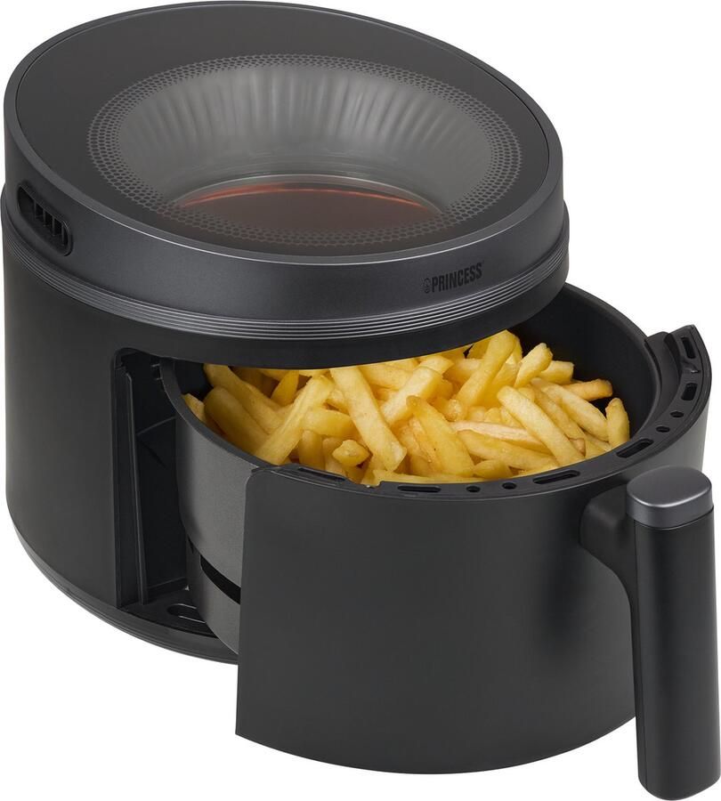 Princess Airfryer XL Cyclonic Vision 5L Heteluchtfriteuse PFAS vrij Skylight Kijkvenster en Digitaal Display 8 Programma's en 1500W Inclusief Grillrek en Shake Reminder 182270