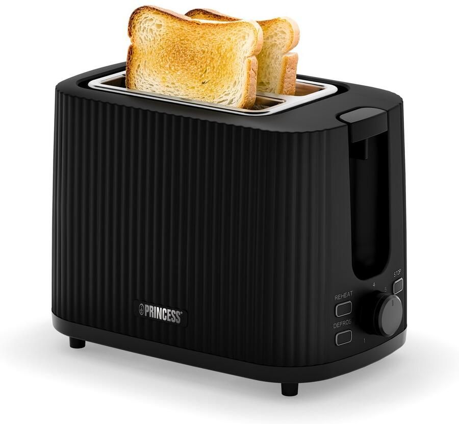 Princess Broodrooster Wave 142358 Zwart Retro Compact 7 Instelbare standen 930 Watt