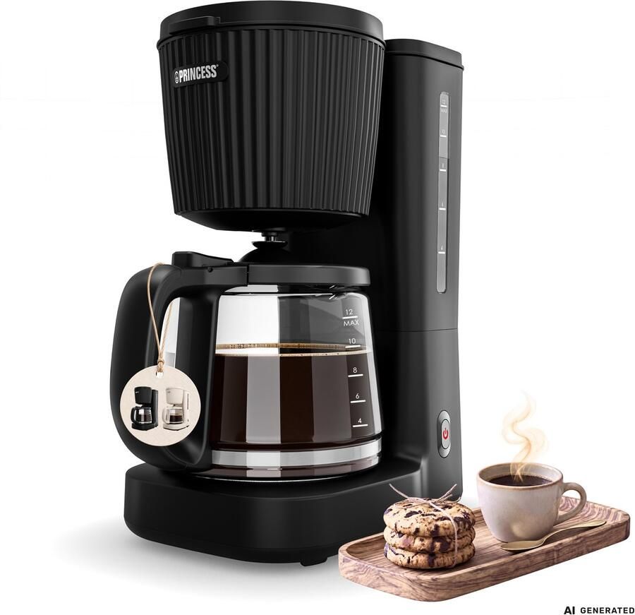 Princess Coffee Maker Wave Koffiezetapparaat – 1 5 L Glazen Kan – 1000 W – Zwart RVS 246058 - Foto 2