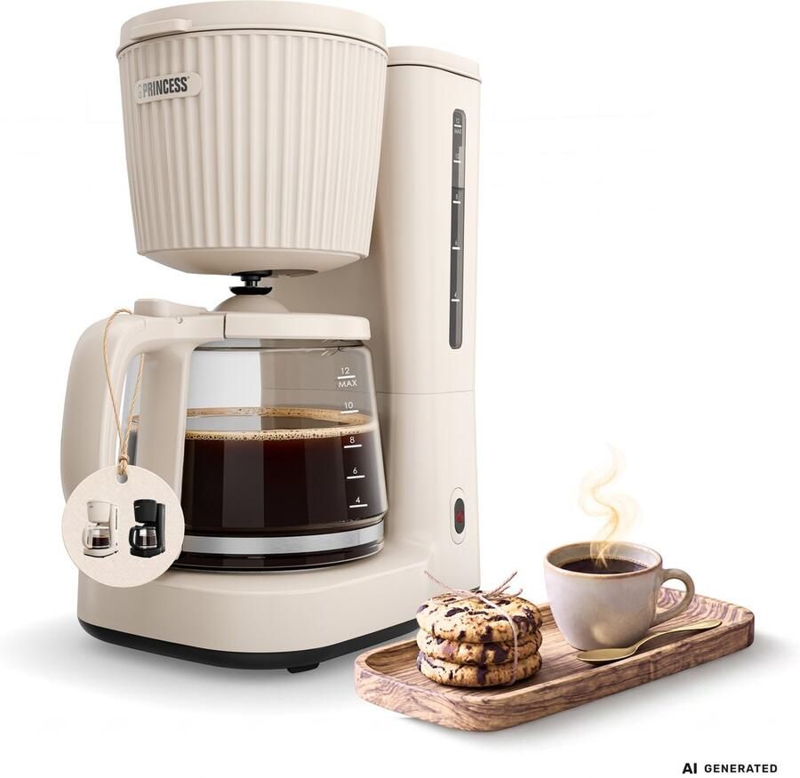 Princess Coffee Maker Wave Koffiezetapparaat – 1000 W – 1 5 L Glazen Kan – Warmhoudfunctie – Niet‑druppel Systeem 246048