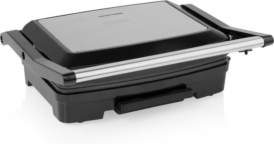 Princess Contact Grill compact 117501 – Tosti apparaat Panini grill Bakoppervlak van 23 x 15 cm – Vetopvangbak RVS Design -750 Watt