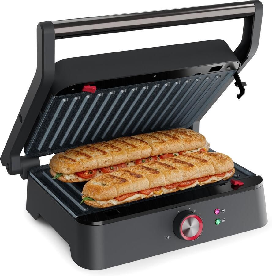 Princess Contactgrill tosti apparaat Grill 27 5x18cm 117502 1800W Uitklapbaar Uitneembare PFAS-vrije platen vaatwasserbestendig