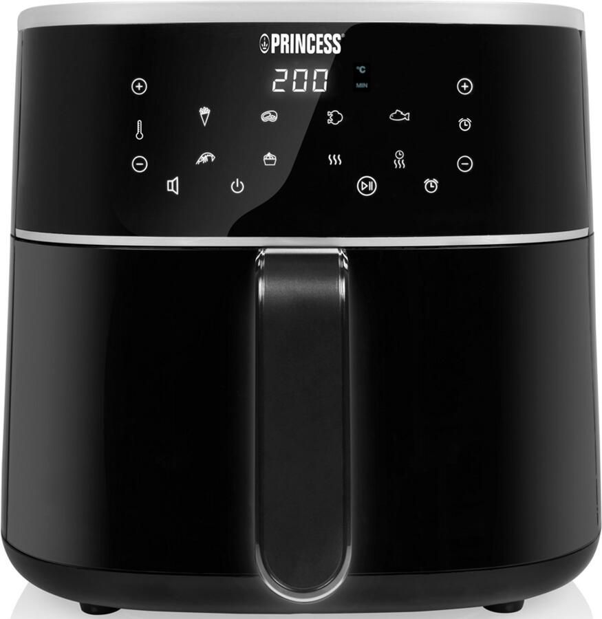 Princess Digitale Airfryer XL 182244 6 liter Groot PFAS vrij Heteluchtfriteuse Zwart Digital Touchscreen 8 Automatische Programma's Inclusief in hoogte verstelbaar Grillrack WK