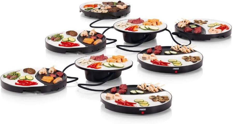 Princess Dinner4All 6 Personen 103080 & 103082 Gourmetstel Grill & Bakplaat Extra lang 2 meter snoer Vaatwasserbestendig PFAS-vrij Uitbreidingsset beschikbaar