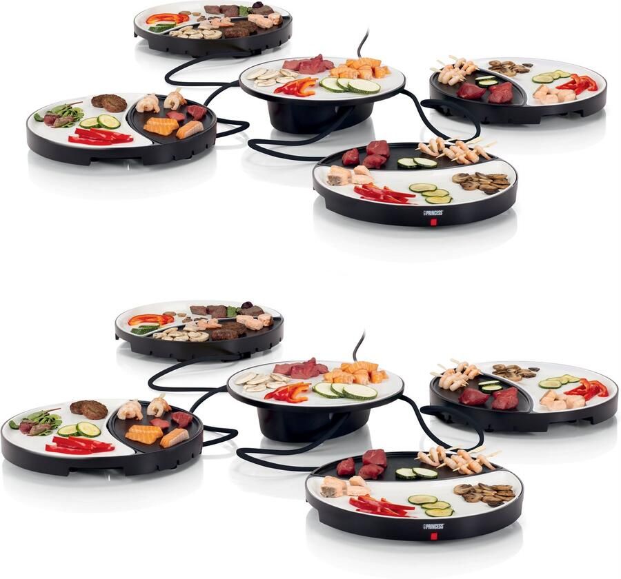 Princess Dinner4All 8 Personen Gourmetstel Grill & Bakplaat Extra lang 2 meter snoer Vaatwasserbestendig PFAS-vrij Uitbreidingsset beschikbaar