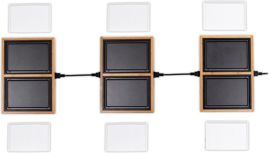 Princess Dinner4all Pure 104040 + 104020 – Gourmetstel 6 persoons Teppanyaki Grill & Bakplaat 2 meter snoer Bamboe Uit te breiden tot 10 personen