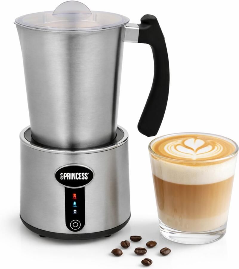 Princess Elektrische Melkopschuimer 243005 Geniet van Barista-waardige Koffie met Perfect Opgeschuimde Melk 250 ml Capaciteit Drie Schuimstanden Roestvrij Staal Automatische Uitschakeling Geschikt voor alle melksoorten Vaatwasserbestendig