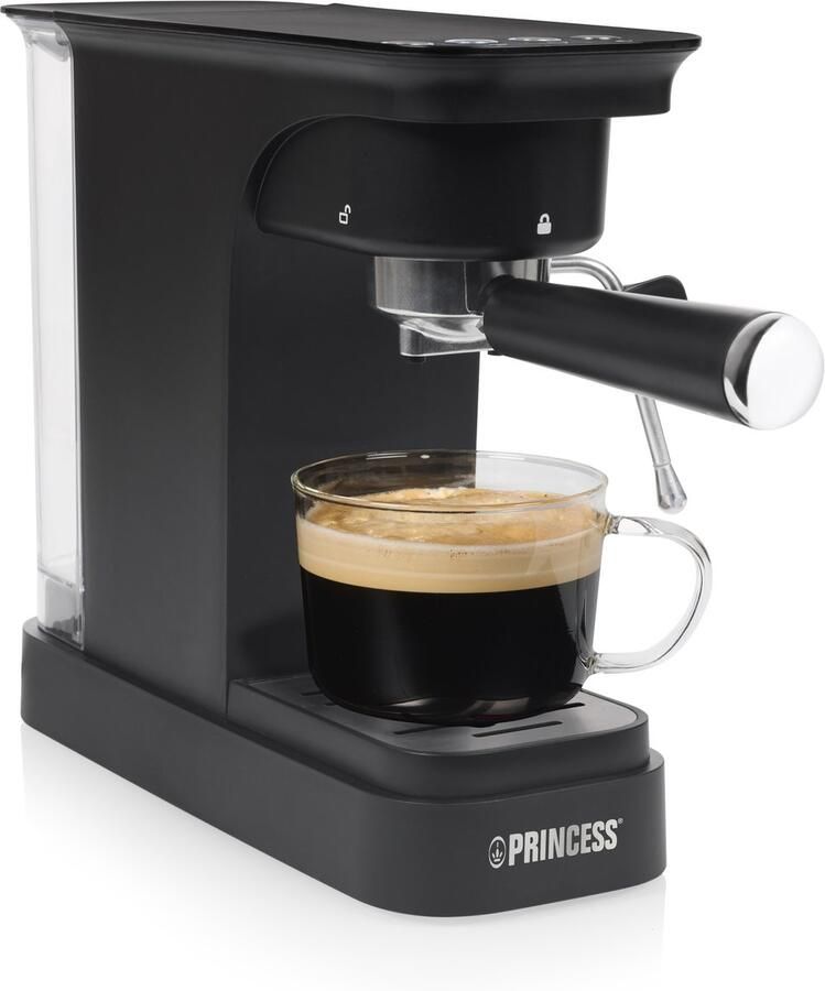Princess Espresso Machine – 20 Bar – Geschikt voor Gemalen Koffie & ESE‑pads – 0 8L Waterreservoir – Met Stoompijpje – 01.249421.01.001