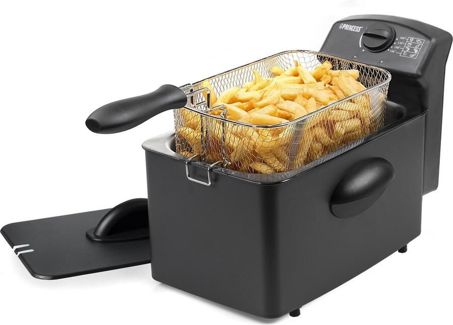 Princess Friteuse 4 liter 182729 Frituurpan – 4 liter inhoud – 2000 Watt Black Steel Collectie frituurpan 4 liter