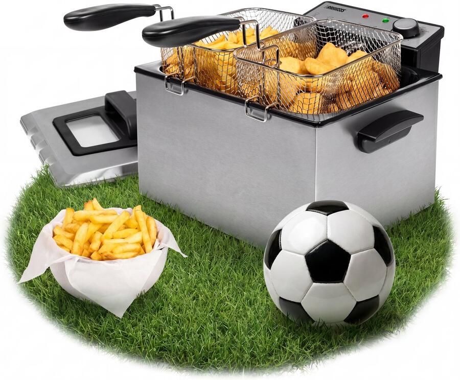 Princess Frituurpan 185000 – Grote friteuse 1 grote en 2 kleine manden 5 liter 3270W Kijkvenster Koude zone Anti reukfilter - Foto 3