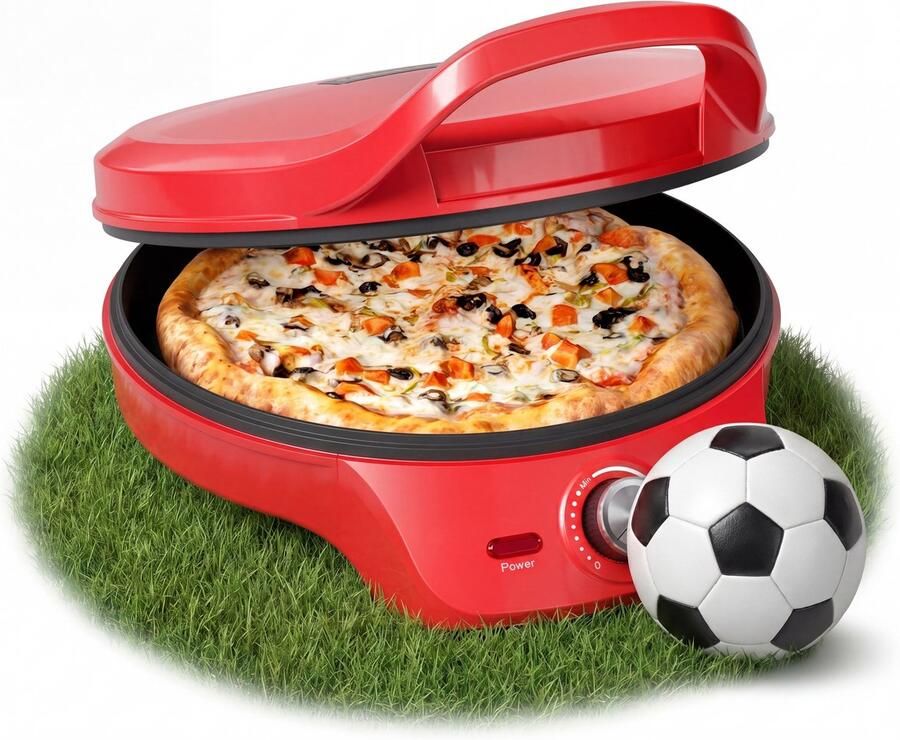 Princess Pizza maker 115007 Pizzaoven Regelbare thermostaat tot 220C Rood Ø30cm ook te gebruiken als tafelgrill voor verse en diepvriespizza's WK