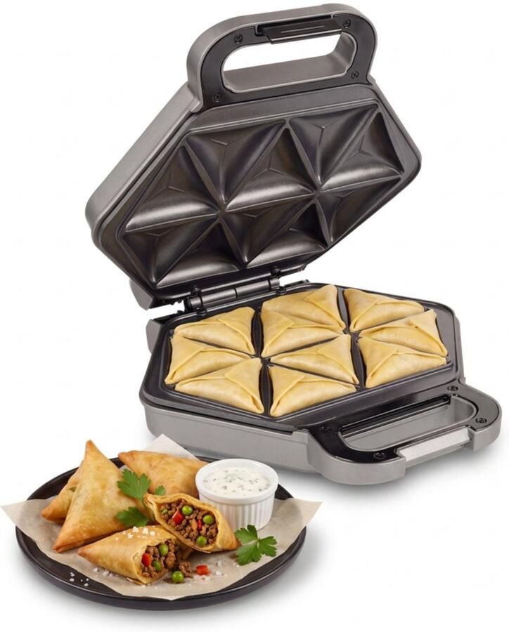 Princess Samosa en Snackmaker Bladerdeeghapjes Empanada Appelflappen 10 hapjes 700 Watt Grijs -123002