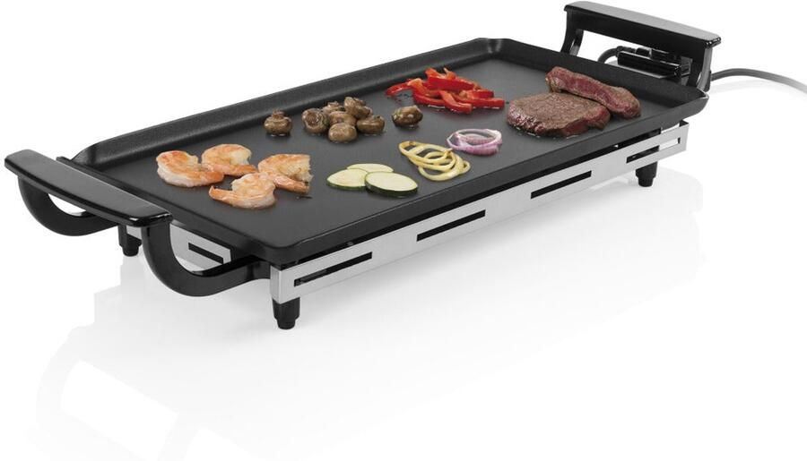 Princess Table Chef Bakplaat 102209 Gourmet Grillplaat Tafelgrill -43x23cm 6 personen Regelbare thermostaat 1800 Watt Teppanyaki Voor binnen en buiten