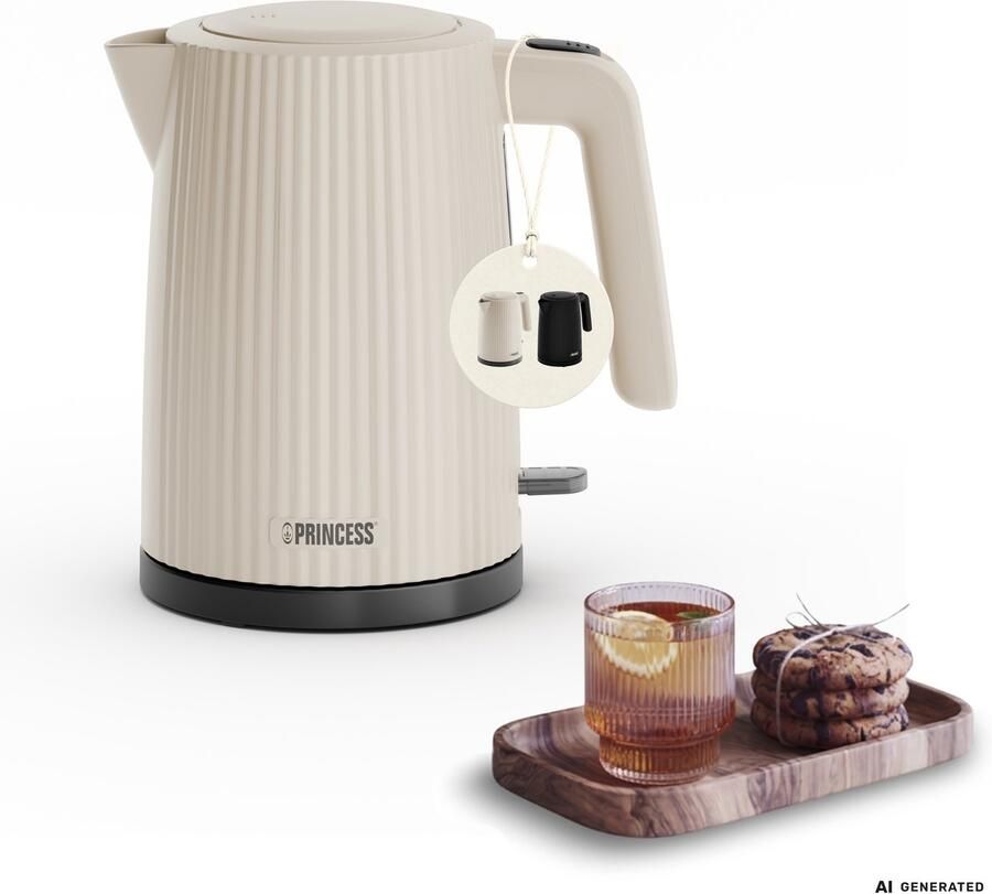 Princess Waterkoker Wave 236048 Retro 1.7 liter BPA-vrij Waterniveau indicator 2200W Beige - Foto 4