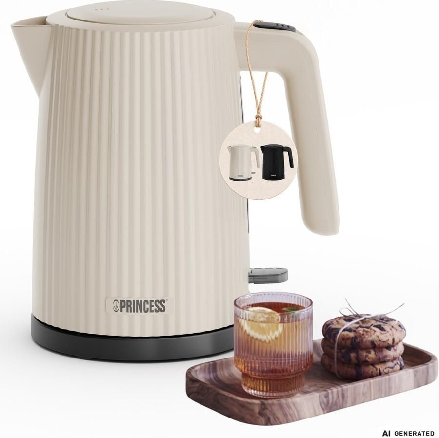 Princess Waterkoker Wave 236048 Retro 1.7 liter BPA-vrij Waterniveau indicator 2200W Beige - Foto 2