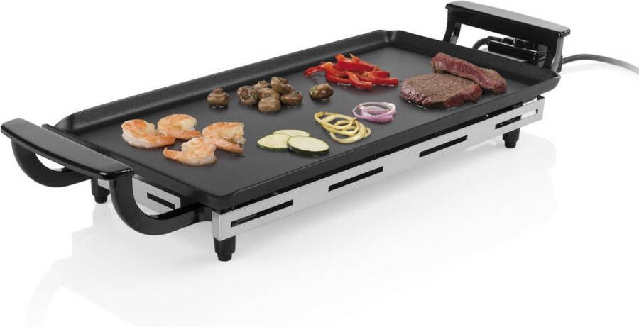 Princess Table Chef Bakplaat 102209 Gourmet Grillplaat Tafelgrill -43x23cm 6 personen Regelbare thermostaat 1800 Watt Teppanyaki Voor binnen en buiten