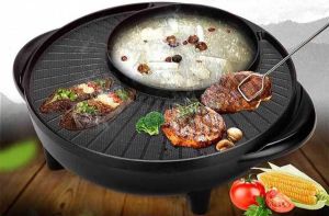 Pro-Care 2in1 Aziatische HotPot Grill Bakplaat Gourmetten Bouillon fondue 1 5 personen 1500W Anti Aanbak Laag 43cm Rond