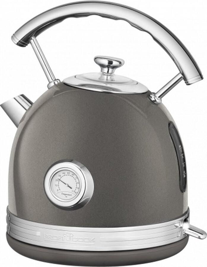 Profi Cook ProfiCook WKS 1192 Vintage Retro waterkoker -Antraciet Zilver 1.7L 2200 W