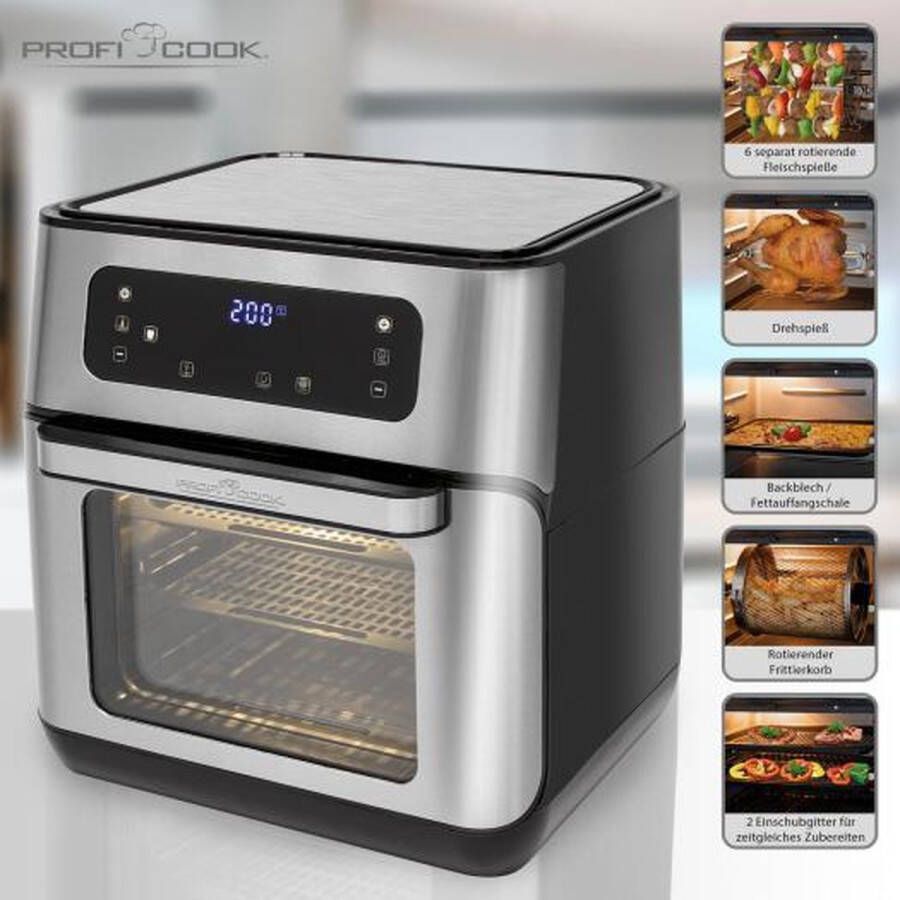 ProfiCook FR 1200 H Hetelucht friteuse 11 liter draaispit
