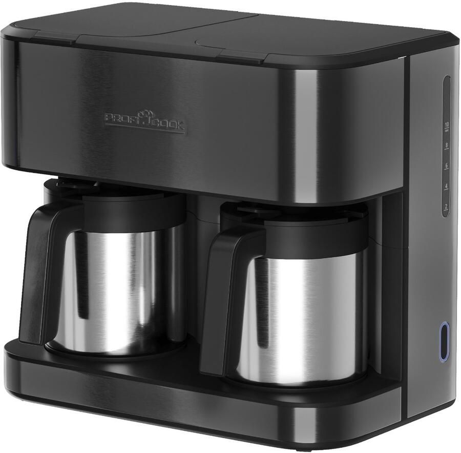 ProfiCook KAD 1307 Dubbel Koffiezetapparaat met Thermoskannen 24 Kopjes 2 4 Liter Dark Inox