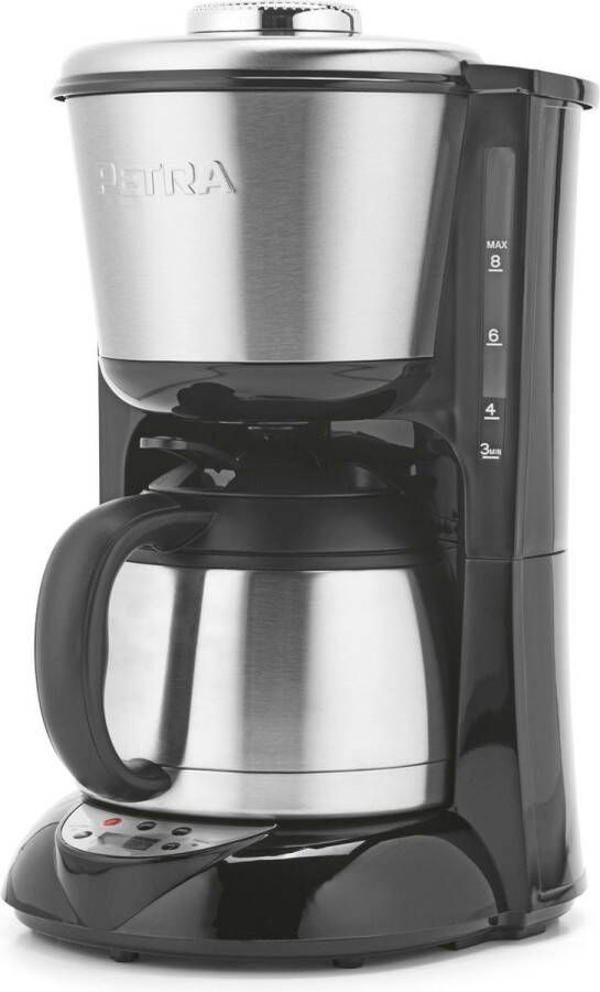 Petra Filter Koffiezetapparaat 1L Drip Koffiemachine Roestvrijstalen Karaf Digitaal Display Krachtregeling Geschikt voor Gemalen koffie Geïntegreerde Timer 800W
