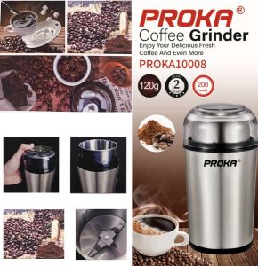 PROKA Elektrische koffie molen Grinder rvs 120g Multifunctionle Bonenmalers Kruidenmolen