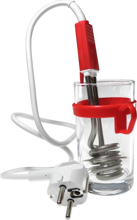 Prosper reisdompelaar met glas en reisetui 350W 230V type 201 camping dompelaar waterkoker voor op reis